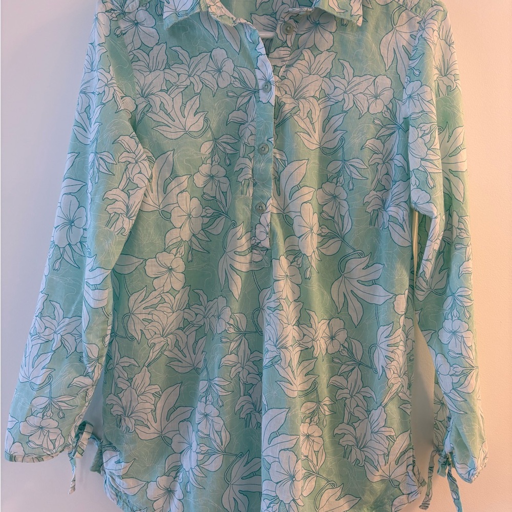 Columbia Green 3/4 Sleeve Button Down Shirt